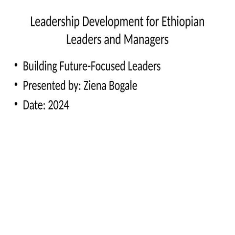 Leadership Development for leaders in Ethiopia