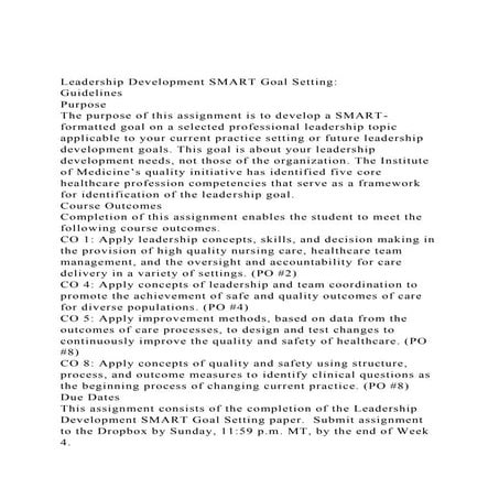 Leadership Development SMART Goal SettingGuidelines Purpose.docx