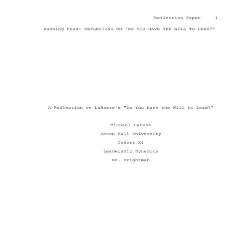 Leadership Dynamics Reflection