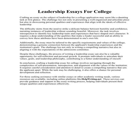 Leadership Essays For College