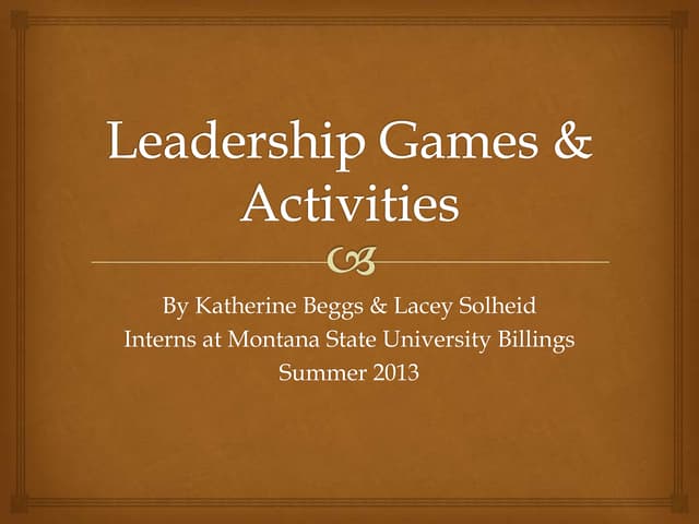Leadership Games and Activities