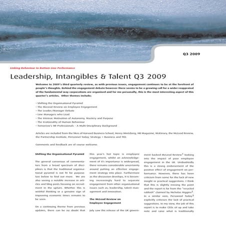 Leadership, Intangibles & Talent Q3 2009   Four Groups