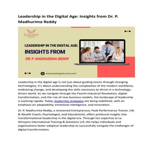 Leadership in the Digital Age: Insights from Dr. P. Madhurima Reddy | PDF