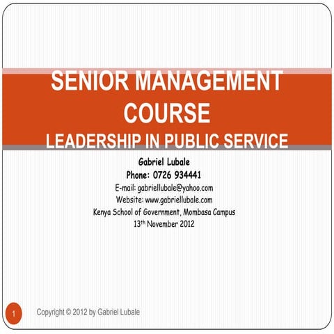 Leadership in the Public service