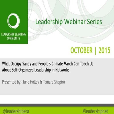 Webinar | Self Organized Leadership in Networks: Lessons from Occupy Sandy an...