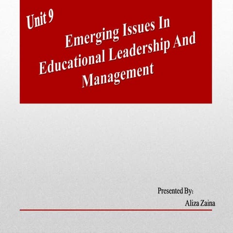emerging issues in educational leadership and management