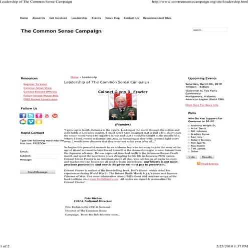 Agenda Of The Common Sense Campaign | PDF