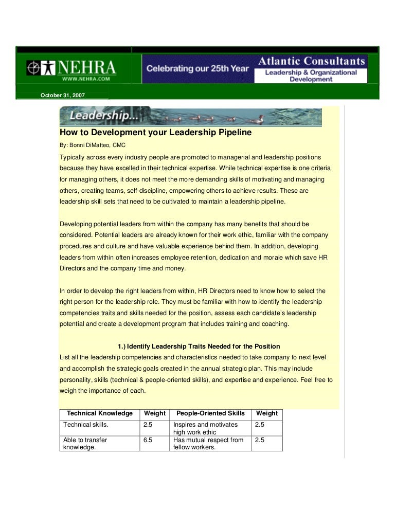 Leadership Pipeline Nehra