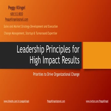 Leadership Principles for High Impact Results by Peggy Klingel