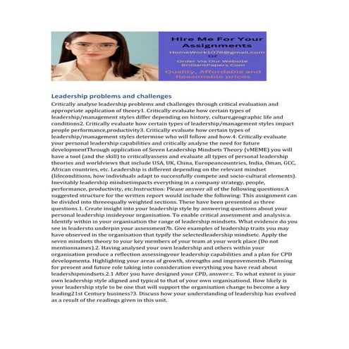 Leadership problems and challenges.docx
