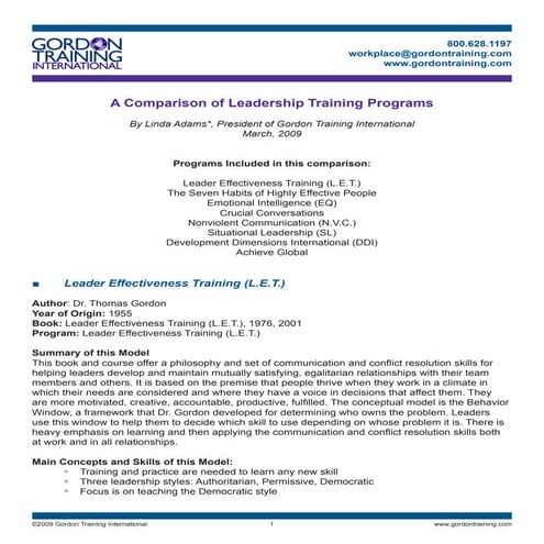 Leadership training program comparison