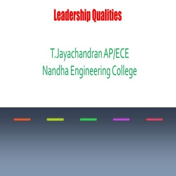 POM - Leadership qualities - principles of management