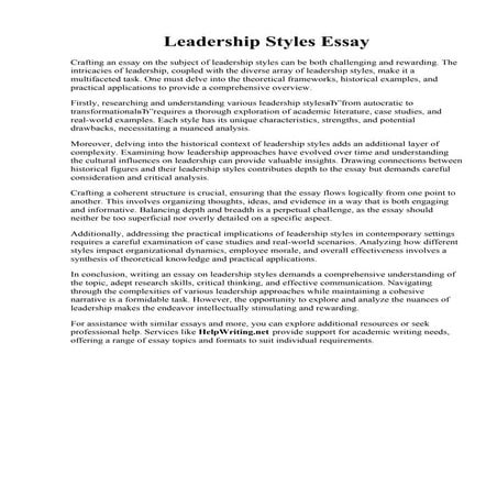 Leadership Styles Essay. Leadership Essay Example  Essay examples, Essay, Ess...