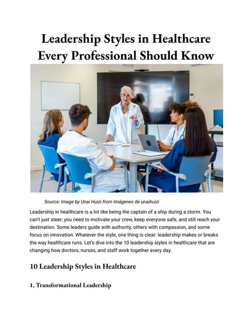 Leadership in healthcare | PPT