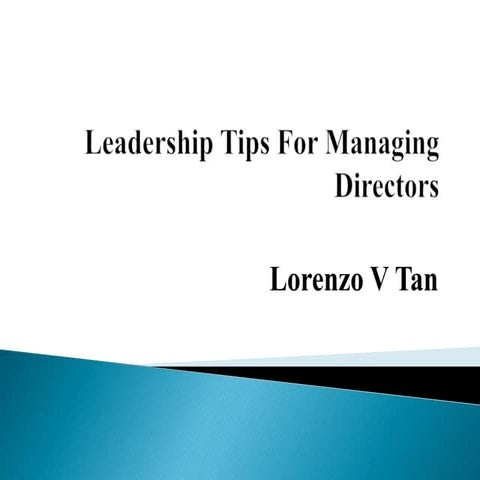 Leadership suggestions for managing directors