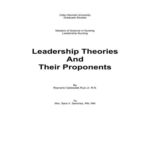 Leadership Theories and Proponent | DOC