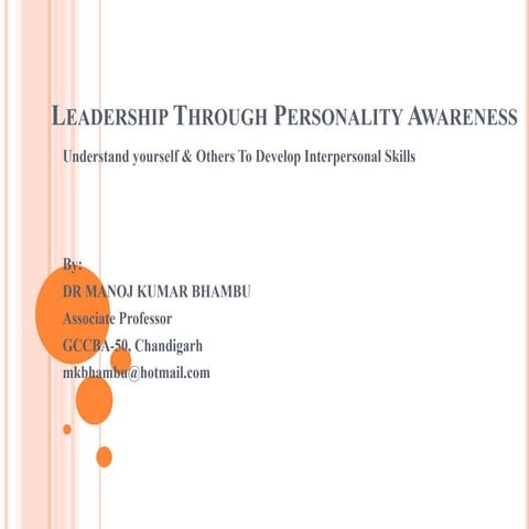 Leadership through personality awareness 1