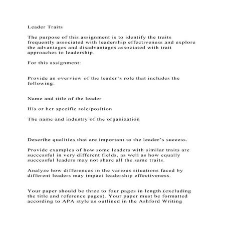 Leadership ProfileThe Leadership Profile assignment se.docx