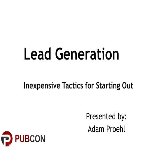 Lead Generation: Inexpensive Tactics 