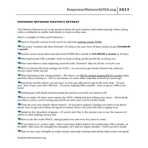 Lead generation  masters retreat