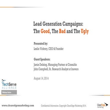Lead Generation Campaigns:The Good, The Bad and The Ugly 