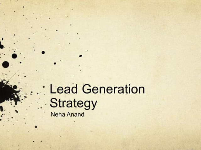 Lead generation stragety ppt