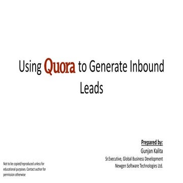 Lead Generation (Inbound) through Quora