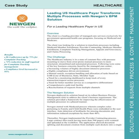 Leading US Healthcare Payer Transforms Multiple Processes with Newgen’s BPM S...