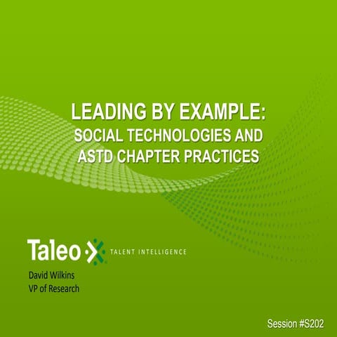 Leading by Example: Social Technologies and ASTD Chapter Practices