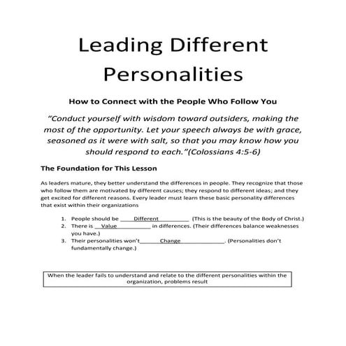 Leading different personalities 1