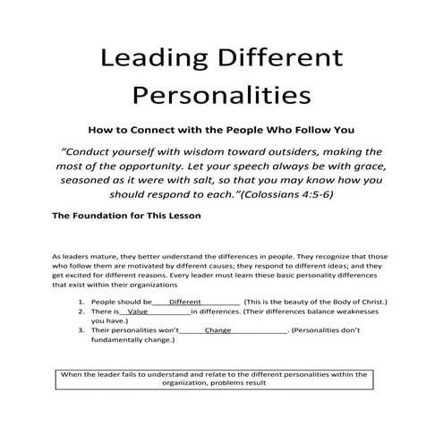 Leading different personalities 1