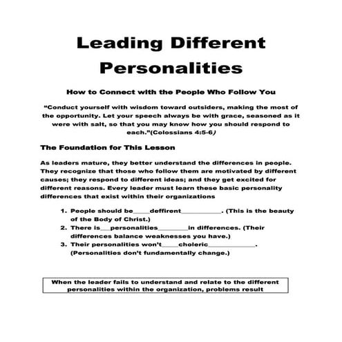 Leading different personalities