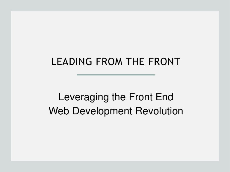 Leading from the front