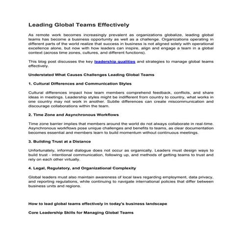 Leading Global Teams Effectively|EMEA Entrepreneur