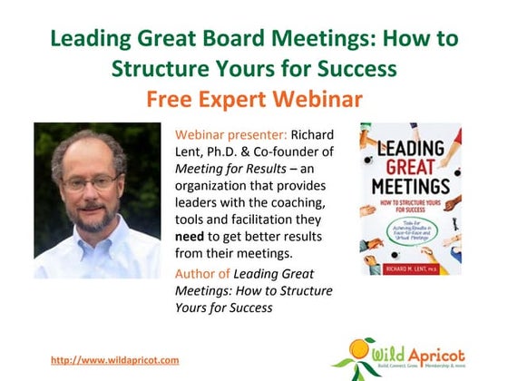 Wild Apricot Free Expert Webinar - Leading Great Board Meetings