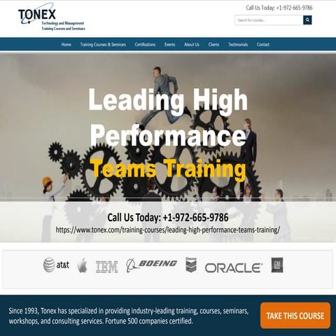 Leading high performance teams training