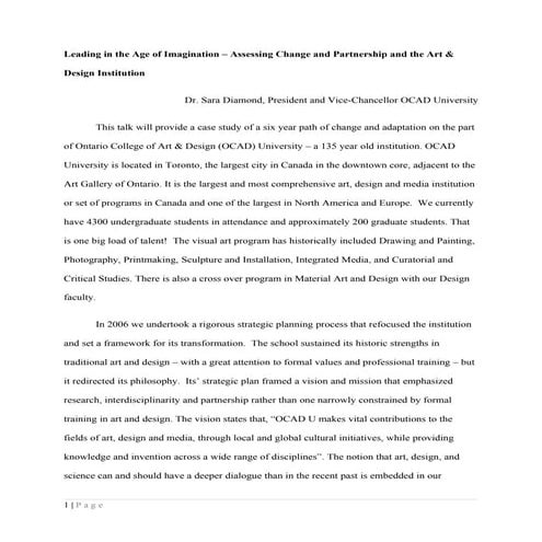 Leading in the Age of Imagination - Sara Diamond