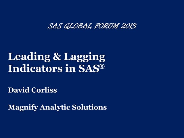 Leading & Lagging Indicators in SAS 