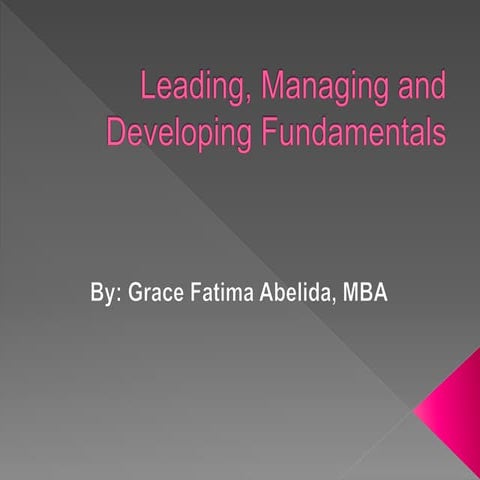 Leading, managing and developing fundamentals