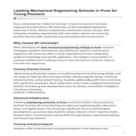 Leading Mechanical Engineering Schools in Pune for Young Pioneers