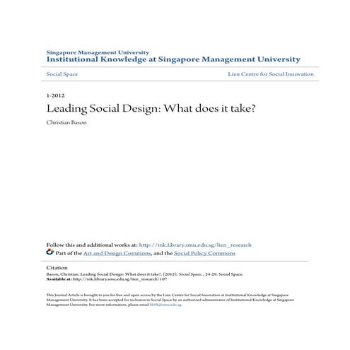 Leading social design  what does it take 