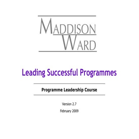 Leading Successful Programmes (LSP) v2.8