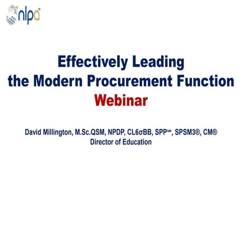 Leading The Modern Procurement Function