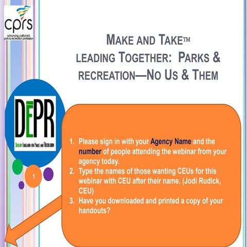 Leading Together Us & Them for Parks and Recreation