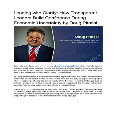 Leading with Clarity: Building Trust Through Transparent Leadership in ...