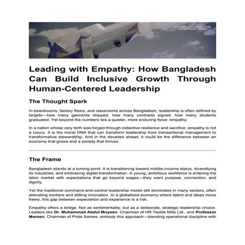 Leading with Empathy: How Bangladesh Can Build Inclusive Growth