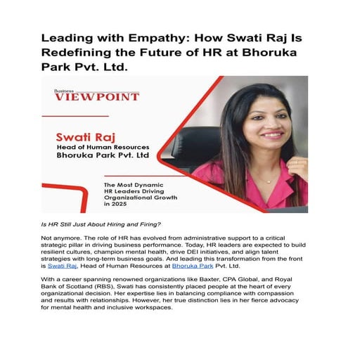 Leading with Empathy_ How Swati Raj Is Redefining the Future of HR at ...