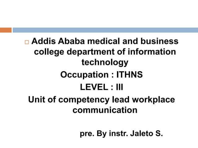Leading workplace communication