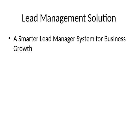 Lead Management System | PDF