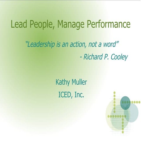 Lead People, Manage Performance